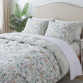 HoneiLife Duvet Dover Queen Size - 100% Cotton Comforter Cover, Breathable Bedlinen for Set for Queen Beds, 3-PC Wildflower Comforter Cover Sets,Desert Rose