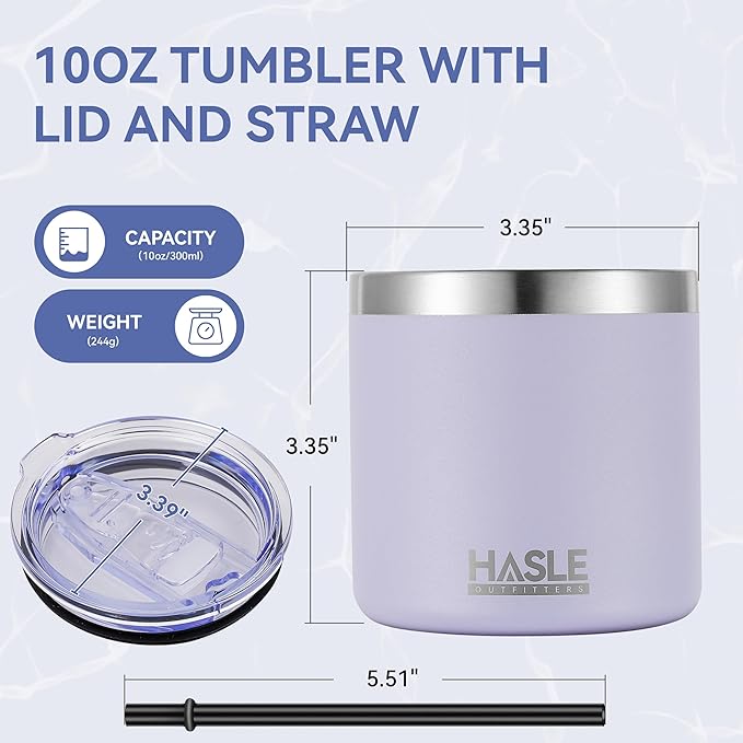 HASLE OUTFITTERS 10oz Insulated Tumblers with Lid and Straw,Stainless Steel Tumbler Travel Coffee Mug,Double Wall Reusable Tumbler Cup for Iced and Hot Drinks(Purple,12 Pack)