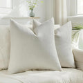 HAUSSY Cream White Throw Pillow Covers 26x26 Inch Set of 2,Boho Decorative Faux Linen Throw Pillows Cozy Farmhouse Accent Cushion Covers,Home Decor for Couch Sofa Bed Living Room