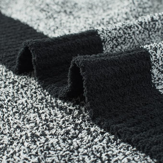 Carriediosa Heather Throw Blanket 50" X 60", 400GSM Ultra Soft Microfiber Fuzzy Fluffy Reversible Knitted Blankets Cozy Plush Lightweight and Warm Fall Throws for Couch, Bed, Sofa, Black