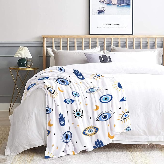 Evil Eye Throw Blanket,Plush & Comfy Magic Evil Eye Pattern Flannel Blanket,Evil Eye Gift for Women,Evil Eye Decor for Car Couch Bedroom All Seasons,30"x40"-Toddlers/Pets Size