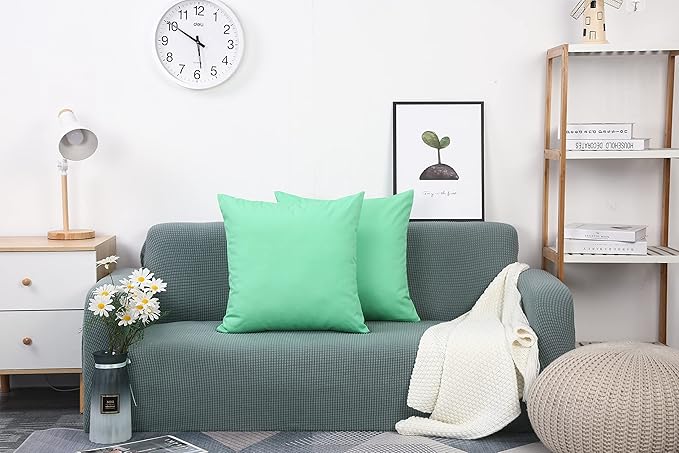 TangDepot Handmade Decorative Solid 100% Cotton Canvas Throw Pillow Covers/Cushion Covers, 45 Colors Available - (28" x 28", Mint Green)