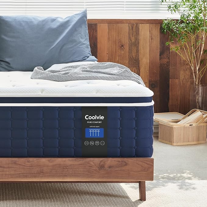 Coolvie Full Size Mattress 14 Inch, Hybrid Full Mattress in a Box, 4 Layer Premium Foam with Pocket Springs for Motion Isolation and Pressure Relieving, Medium Firm Feel, 100-Night Trial