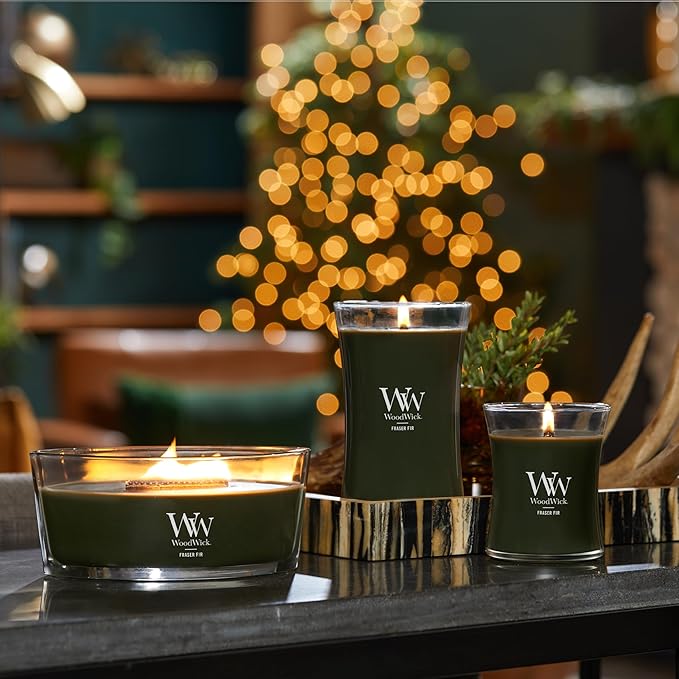 Woodwick Ellipse Scented Candle Frasier Fir Scented Up to 50 Hours Burn Time Great for Any Home Decoration or Holiday Gift Ideas 16oz