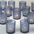 48pcs Blue Votive Tealight Candle Holders, Glass Tea Light Candle Holders for Table Centerpieces, Candle Holder for Wedding Decor, Gift, Home Decoration（Blue,48）