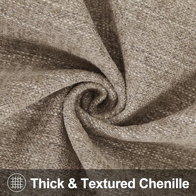 decorUhome Chenille Decorative Throw Pillow Covers 16x16 Set of 2, Farmhouse Textured Square Neutral Solid Accent Pillow Covers for Couch Sofa Bed Living Room Home Decor, Khaki