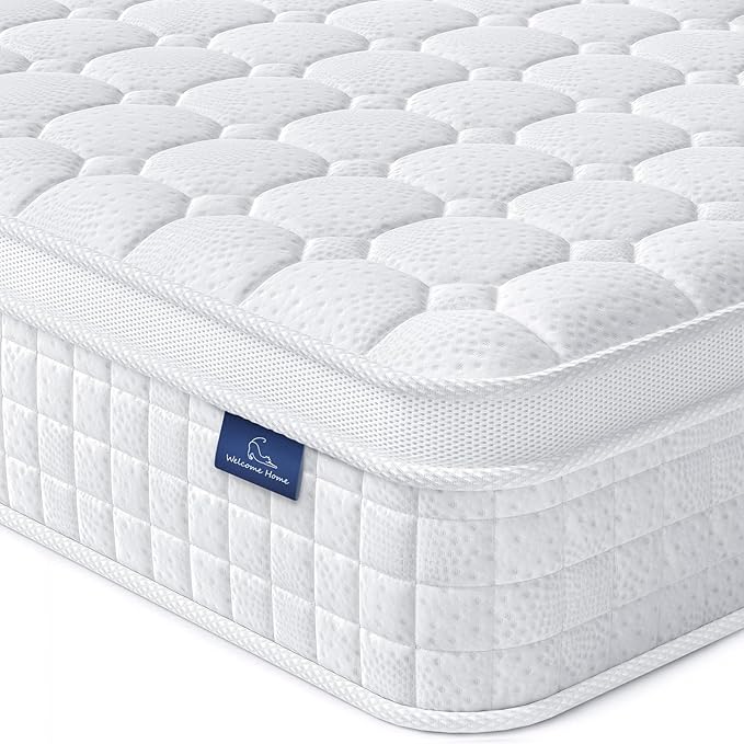 Vesgantti 10 Inch Multilayer Hybrid Queen Mattress - Multiple Sizes & Styles Available, Ergonomic Design with Memory Foam and Pocket Spring, Medium Firm Feel, White