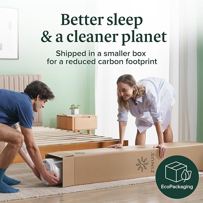 ZINUS 8 Inch Queen Green Tea Memory Foam Mattress [New Version], Fiberglass free, Medium Firm Feel, Zoned Pressure Relief, Certified Safe Foams & Fabric, Mattress in A Box