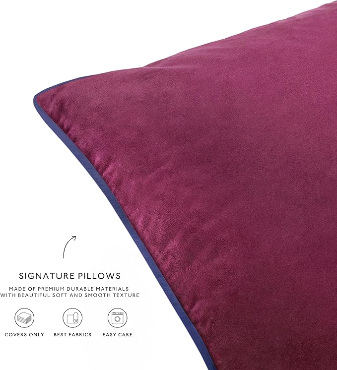 MONDAY MOOSE Decorative Throw Pillow Covers Cushion Cases, Set of 4 Soft Velvet Modern Double-Sided Designs, Mix and Match for Home Decor, Pillow Inserts Not Included (22x22 inch, Purple/Blue)