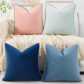 Mecatny Set of 4 Velvet Throw Pillow Covers 20x20, Soft Colorful Accent Decorative Couch Pillow Covers for Sofa Bedroom Living Room, Blue/Pink
