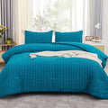 AveLom Teal Seersucker California King Comforter Set (104x96 inches), 3 Pieces-100% Soft Washed Microfiber Lightweight Comforter with 2 Pillowcases, All Season Down Alternative Bedding Set