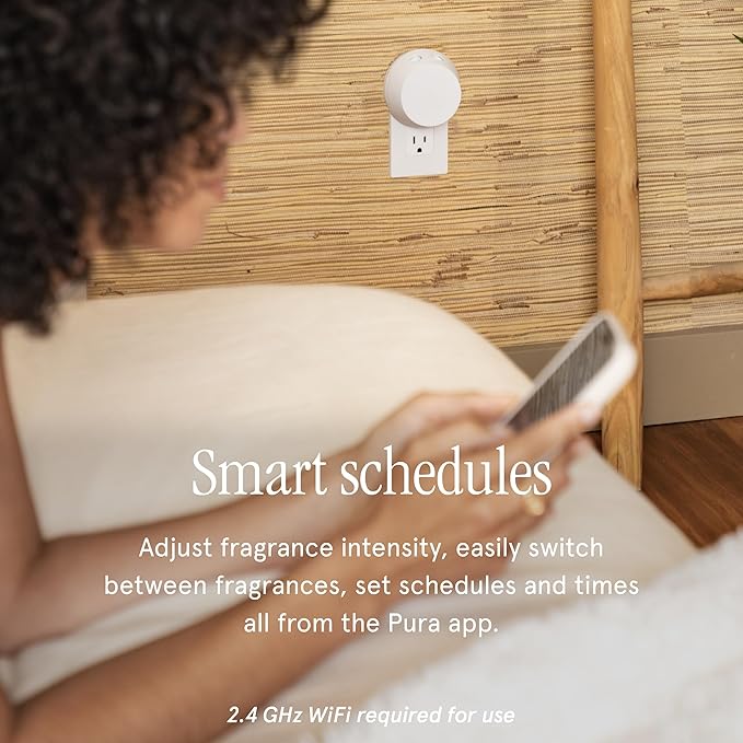 Pura Smart Home Fragrance Device Starter Set - Pura 4 - Scent Diffuser for Home - Includes Fragrance Aroma Diffuser - Square Box, Ginger Clementine and Mint Leaves Scent Refills