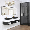 Wall Mount Mirror for Bathroom, Brushed Black Metal Framed Large Rounded Corner Rectangular Vanity Mirror, Tempered Glass (28" x 60", Black)