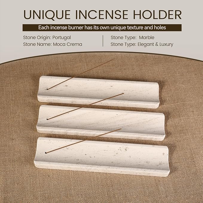 Koville Marble Incense Holder, Incense Holder for Sticks, Incense Sticks Holder Ash Catcher for Meditation Yoga SPA, Natural Stone Incense Burner, Home Table Decor
