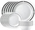 Corelle 18-Piece Round Dinnerware Set Service for 6, Lightweight Round Plates and Bowls Set, Vitrelle Triple Layer Glass, Chip and Scratch Resistant, Microwave and Dishwasher Safe, Brasserie