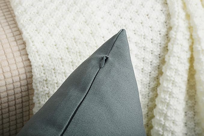 TangDepot Handmade Decorative Solid 100% Cotton Canvas Throw Pillow Covers /Pillow Shams, (18" x18" , Steel Grey, 1 Count (Pack of 1))