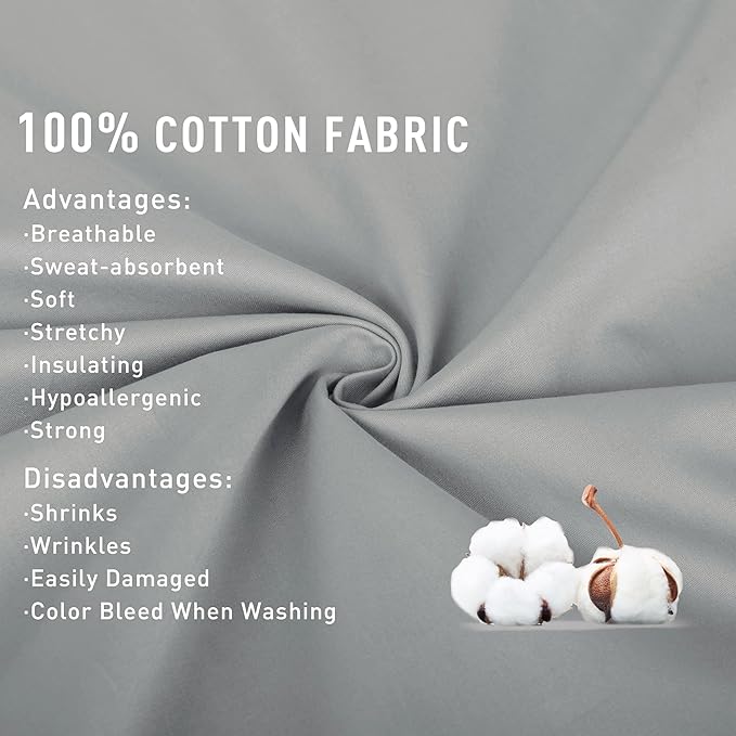 Sunflower Queen Fitted Sheet, 1-Piece Deep Pocket Fitted Bottom Sheet 16", 100% Cotton Sateen Soft Breathable, Silver Gray
