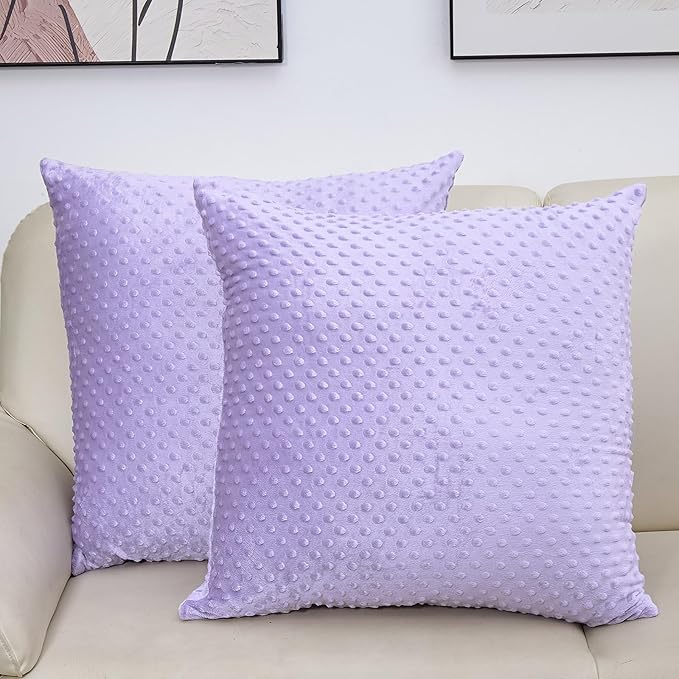 2 Packs Throw Pillow Covers, Neutral Decorative Couch Pillow Cover for Living Room Bed Sofa Rustic Farmhouse Boho Home Decor, Soft Plush Cushion Case Slipcover (Orchid, 24"x 24")