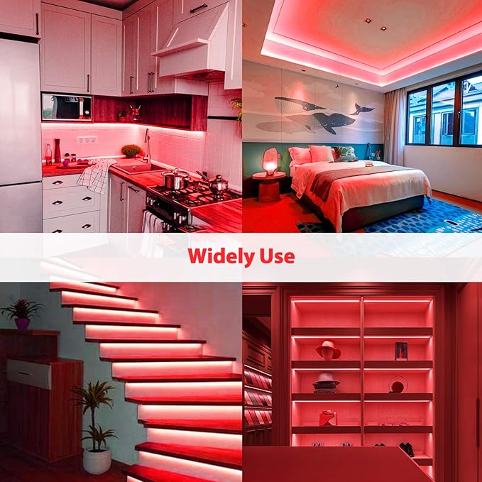 Lamomo LED Neon Lights, 16.4ft Red LED Strip Light, 12V 0.39in/Cut Silicone Waterproof Neon Rope Light, DIY Neon Sign for Bedroom Indoor Outdoor Decoration（Power Adapter not Included）