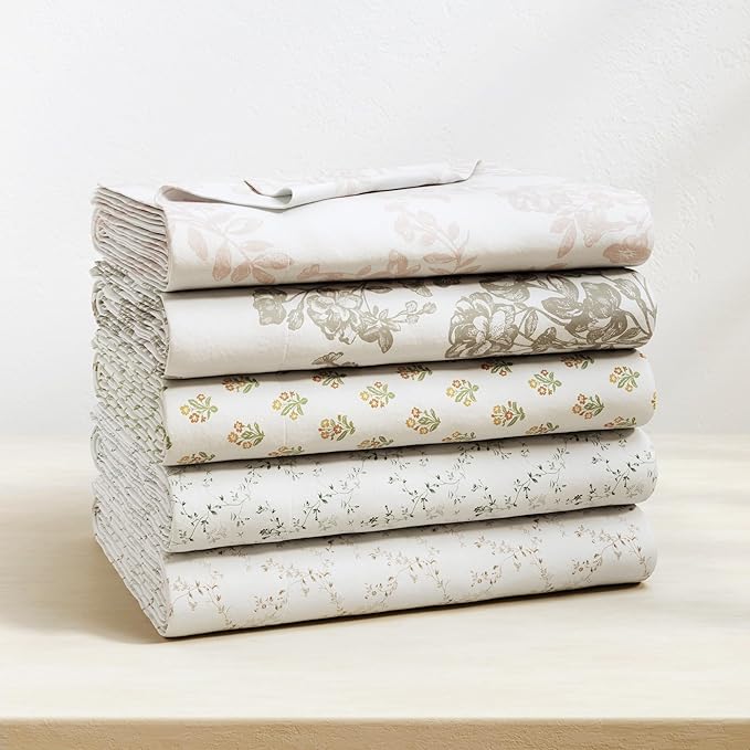 Great Bay Home Flannel Sheet Set Full Size - 100% Turkish Cotton, Double-Brushed, Winter Floral Bed Sheets - Ultra-Soft, Cozy, 4-Piece Bedding Set (Winter Vines Tan)