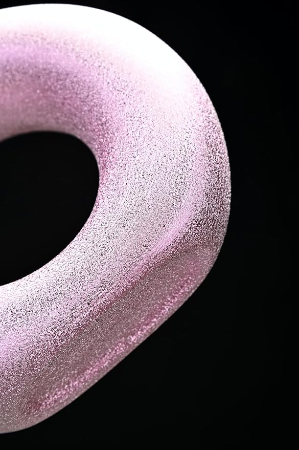 Set of 2 Donut Hollow Ceramic Vase Handmade Minimalist Boho ins Style, Modern Vase for Home Decor for Wedding Dinner Table Party Living Room Office Bedroom (Purple-Gold, Extra Large + Large)