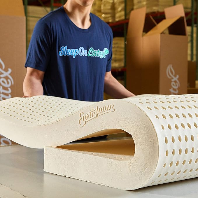 Pure Green Natural Latex Mattress Topper - Medium Firmness - 2 Inch - King Size (GOLS Certified Organic)