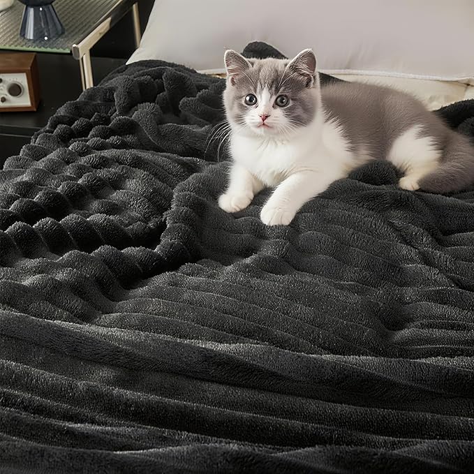 Twin Fleece Blanket for Couch - Super Soft Cozy Throw Blankets for Women,3D Striped Lightweight Blanket for Girls,All Seasons Flannel Blanket，Bed Home Decor，60x80 Inches