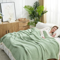 Snuggle Sac Soft King Size Blanket for Bed, Cozy Soft Fuzzy Microfiber Knit Stripe Bedding Blankets, Sage Green, 108x90 inches