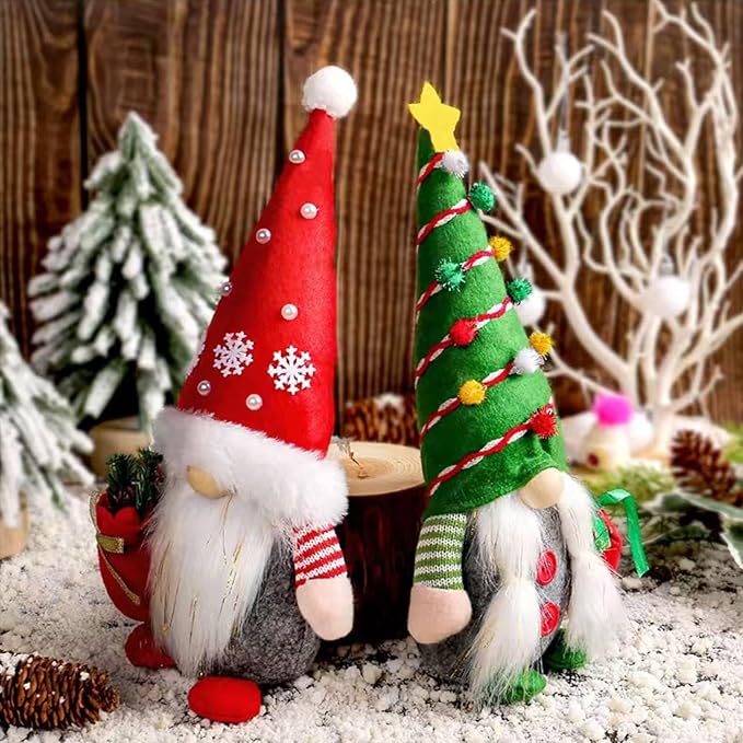 Christmas Gnomes Plush Decoration,Gnome Plush Christmas Decoration Handmade Swedish Dwarf Scandinavian Tomte Elf Gnomes for Home Office Table Decor,Green