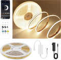 COB LED Strip Lights Warm White,24V Dimmable led Light Strip KIT with Remote and app Control,3000K 9.84FT/3m 8mm Wide Ra>90 Cuttable Flexible Strip Lights for Bedroom,TV Lights,Cabinet