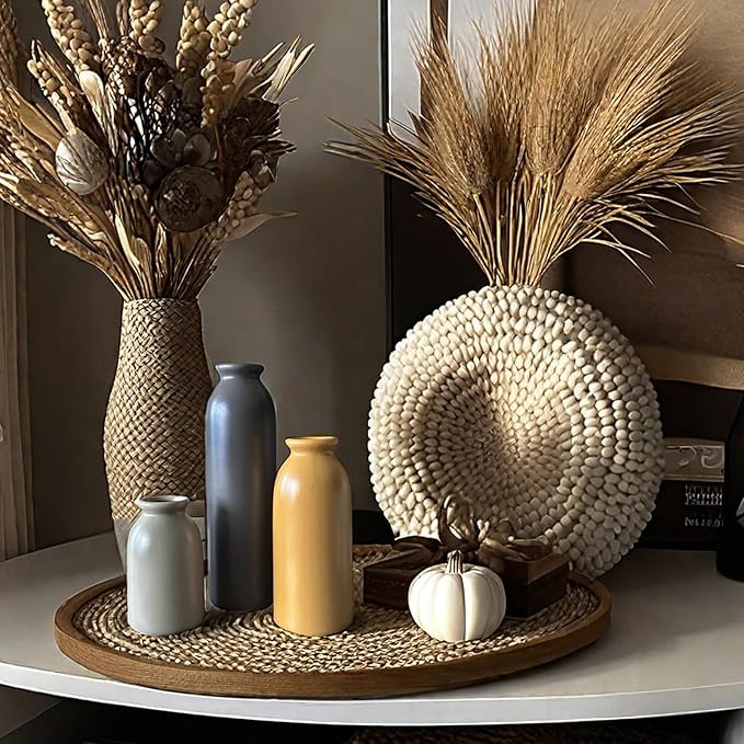 CWLWGO-Ceramic Matte Vase for Home Decor, Modern and Minimalist Decorative Vases Set. Farmhouse Decor,Living Room Tabletop, Bookshelf Centerpiece Decoration,Boho Decor.（Matte Multi）.
