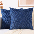 decorUhome Couch Throw Pillow Covers 22x22 Set of 2, Decorative Soft Plush Faux Wool Neutral Accent Pillow Covers for Bed Sofa Living Room, Blue