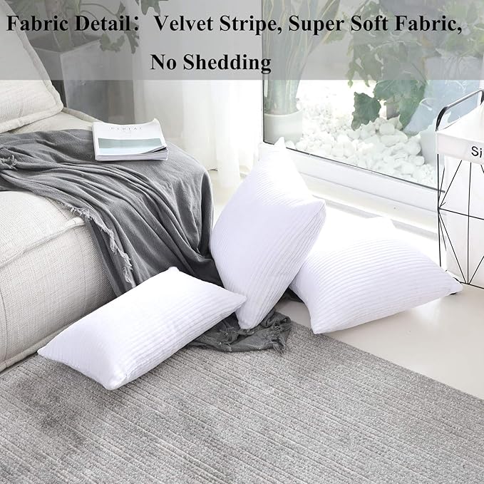 Home Brilliant Oblong Throw Pillow Covers 12x20 Striped Corduroy Rectangle Pillow Covers for Spring Decor Couch Lumbar Cushion Covers, 12 x 20 inch, Pure White
