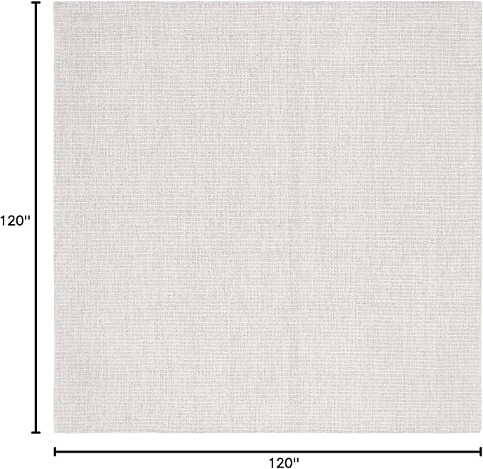 SAFAVIEH Abstract Collection Area Rug - 10' Square, Light Grey & Ivory, Handmade Wool, Ideal for Living Room, Bedroom, Dining Space (ABT468F)