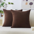 Home Brilliant Euro Pillows 26x26 Set of 2 Large Solid Striped Corduroy Euro Throw Pillow Cushion Cover Sham for Patio, 26 x 26 inch, Brown