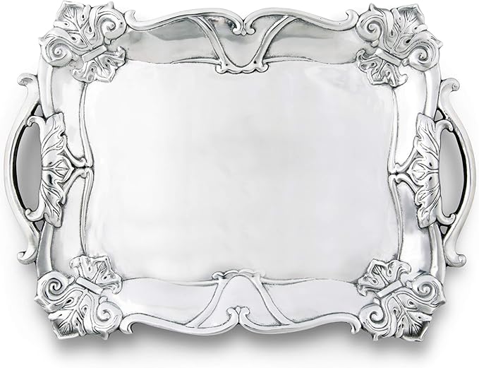 Arthur Court Designs Aluminum Fleur-De-Lis Rectangle 19 inch x 13.5 inch