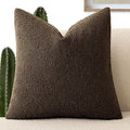 Foindtower Decorative Textured Boucle Throw Pillow Covers Accent Solid Pillow Cases Neutral Soft Cozy Couch Cushion Case for Chair Sofa Bedroom Living Room Home Decor 26x26 Inch,1PC,Chocolate