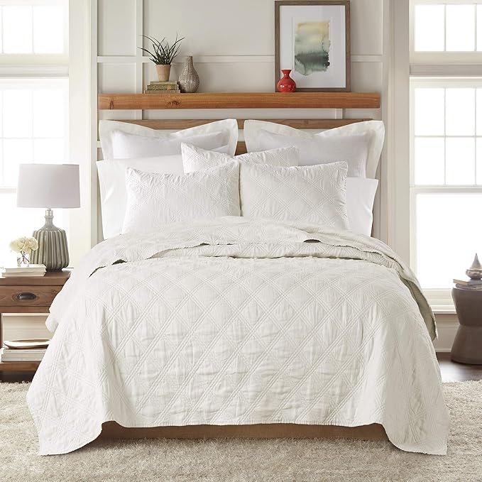 Levtex Home - 100% Linen Front/100% Cotton Back - Full/Queen Quilt - Washed Linen - Cream - Quilt Size (88 x 92in.)