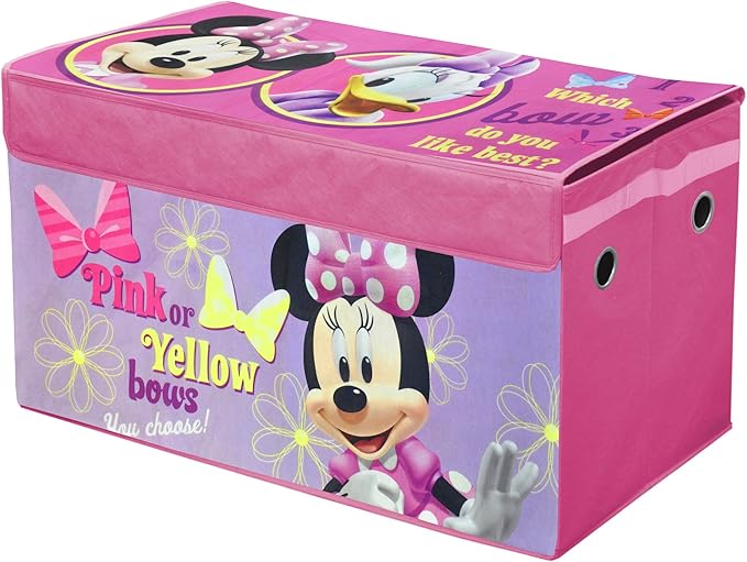 Idea Nuova Disney Minnie Mouse Collapsible Children’s Toy Storage Trunk, Durable with Lid