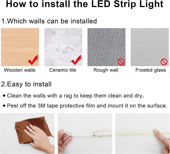COB LED Strip Light Warm White, High Bright LED Strips with 2400LEDs, RF Remote and UL Power Supply, 3000K Dimmable LED Lights for Bedroom, Kitchen, DIY Home Decoration