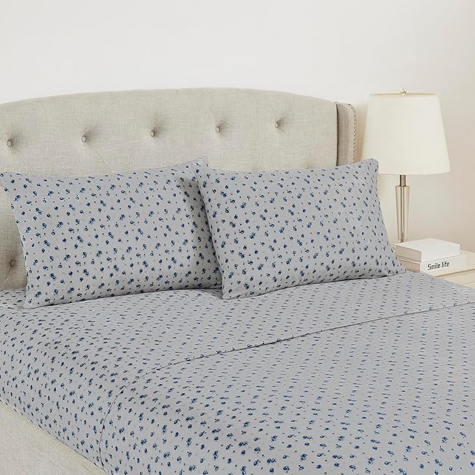 Modern Threads Silky Soft Microfiber and Wrinkle Free Sheets - Luxurious Microfiber Bed Sheets Includes Flat Sheet, Fitted Sheet with Deep Pockets, & Pillowcases Sweet Rose Blue, Full