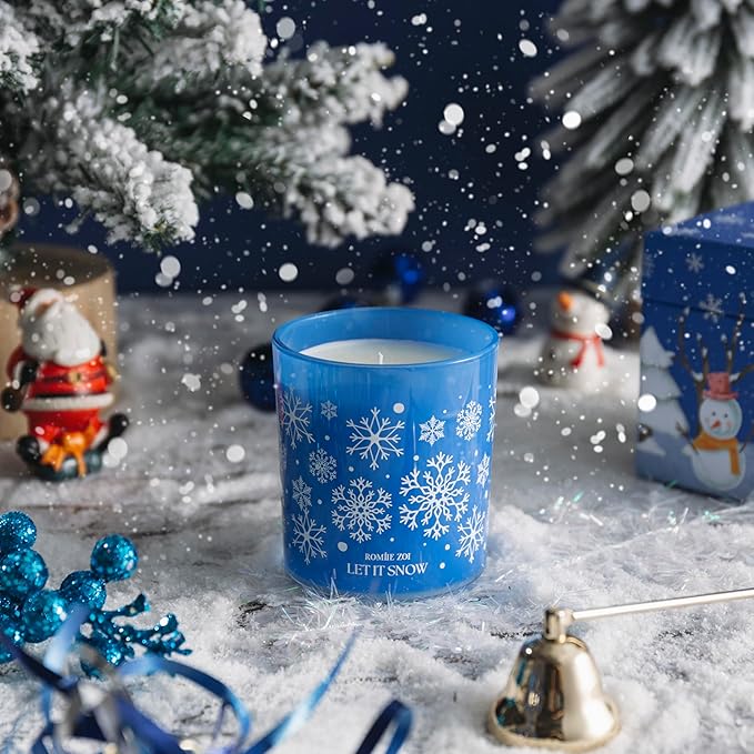 ROMIIE ZOI Christmas Scented Jar Candle - 6oz Soy Wax Candle - Let It Snow Infused with Winter Fruits Aroma - with Beautiful Keepsake Box Special for Christmas/Holiday Gifts