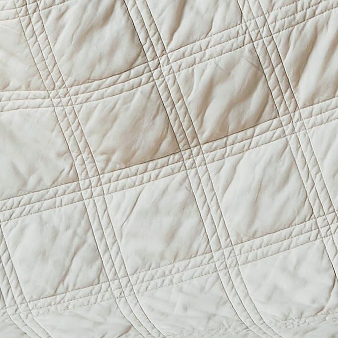 Levtex Home - 100% Linen Front/100% Cotton Back - Quilted Throw - Washed Linen - Natural - Throw Size (50 x 60in.)