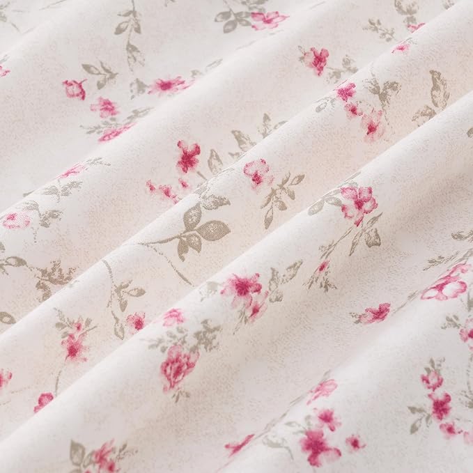 Modern Threads 4-Piece Ultra Soft Microfiber Bed Sheets Set, Wrinkle Free Sheets with Deep Pockets Fitted Sheet, Flat Sheet & Pillowcases, Lightweight Breathable Bedding, Floral Rose, Full