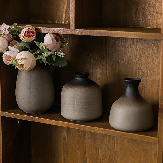 JOJUNO Rustic Bud Vase, Ceramic Small Vase Set of 11, Mini Vases for Fresh and Dried Flowers, Modern Farmhouse Home Decor, Pottery Vases for Living Room, Shelves, Centerpieces for Dining Table