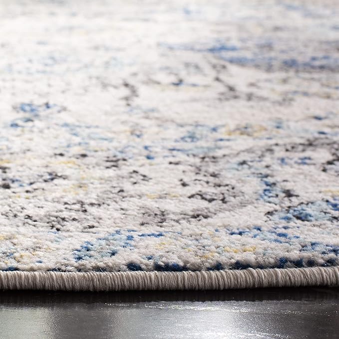SAFAVIEH Madison Collection Area Rug - 6'7" Round, Grey & Ivory, Snowflake Medallion Distressed Design, Non-Shedding & Easy Care, Ideal for High Traffic Areas in Living Room, Bedroom (MAD603F)