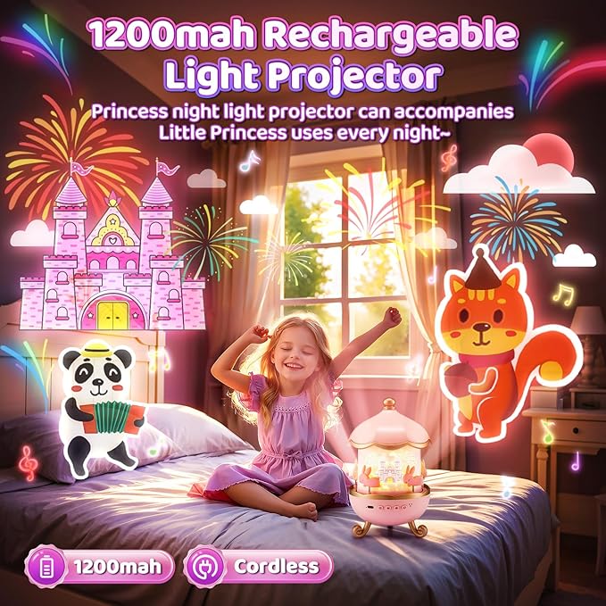 Onefire Night Light for Kids Gifts, 15 Sound Machine Baby Night Light, 15 Films Star Projector for Kids Room Decor, Brightness Unicorn Light Projector for Toddler Girl Toys Toddler Girl Gifts Age 1-5