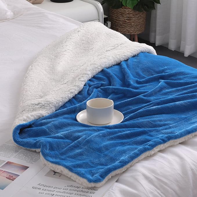 NANPIPER Baby Sherpa Blanket,Warm Toddler Throw Blanket,Soft Newborn Fleece Blanket for Winter (Princess Blue,30x40 inches)