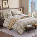Twin XL Comforter Set, Khaki Green Plaid Bedding Set 5 Piece for Boys Girls Teen, Classic Homestead-Style Kids Comforter Set Bed in A Bag with Sheets, Pillowcase & Sham