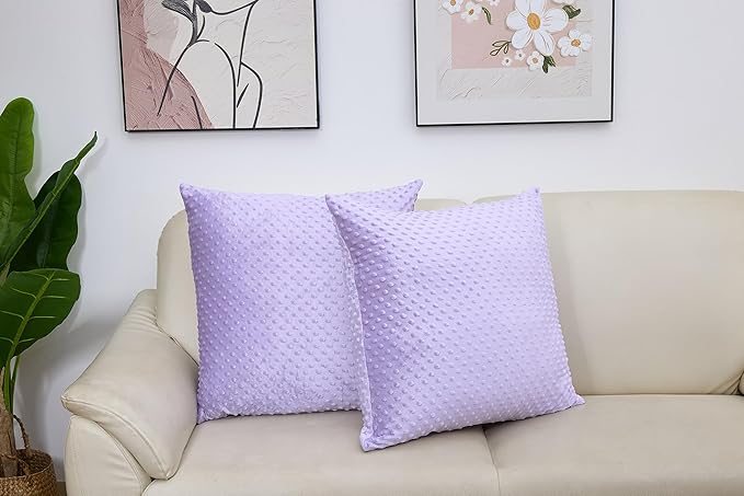 2 Packs Throw Pillow Covers, Neutral Decorative Couch Pillow Cover for Living Room Bed Sofa Rustic Farmhouse Boho Home Decor, Soft Plush Cushion Case Slipcover (Orchid, 24"x 24")